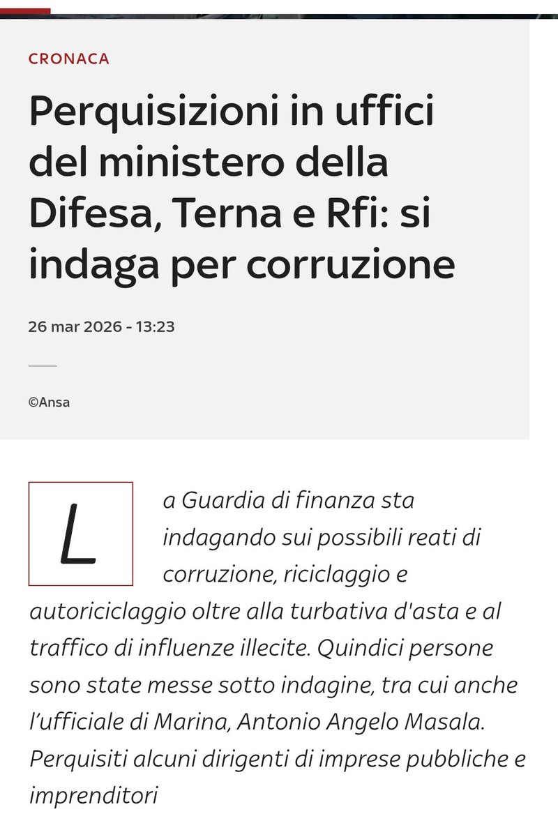 ilgallico50Ac's tweet image. Non è possibile.
Le perquisizioni si inseriscono nell'ambito di un'indagine che ha come filone principale l’inchiesta che portò all'arresto, dell'ex direttore generale di Sogei Iorio che venne bloccato mentre intascava una tangente da 15 mila€.  
#governomeloni #Crosetto