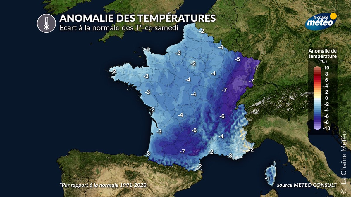 lachainemeteo's tweet image. 🥶📉 La fraîcheur sera bien présente pour ce début de #weekend avec des températures sous les normales de saison. au maximum de la journée, le thermomètre peinera à dépasser les 5°C en #Alsace.