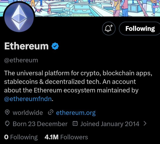 PiWhale314's tweet photo. 📢LATEST: Pi Network’s official X account has surpassed Ethereum in followers—highlighting rising global interest, even as many Pioneers aren’t yet on X. Growth momentum is building📈🚀 https://t.co/JzhYZq9Ubw