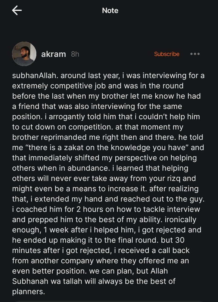 “helping someone will never ever take away from ur rizq, it might even be a means to increase it.” 💗