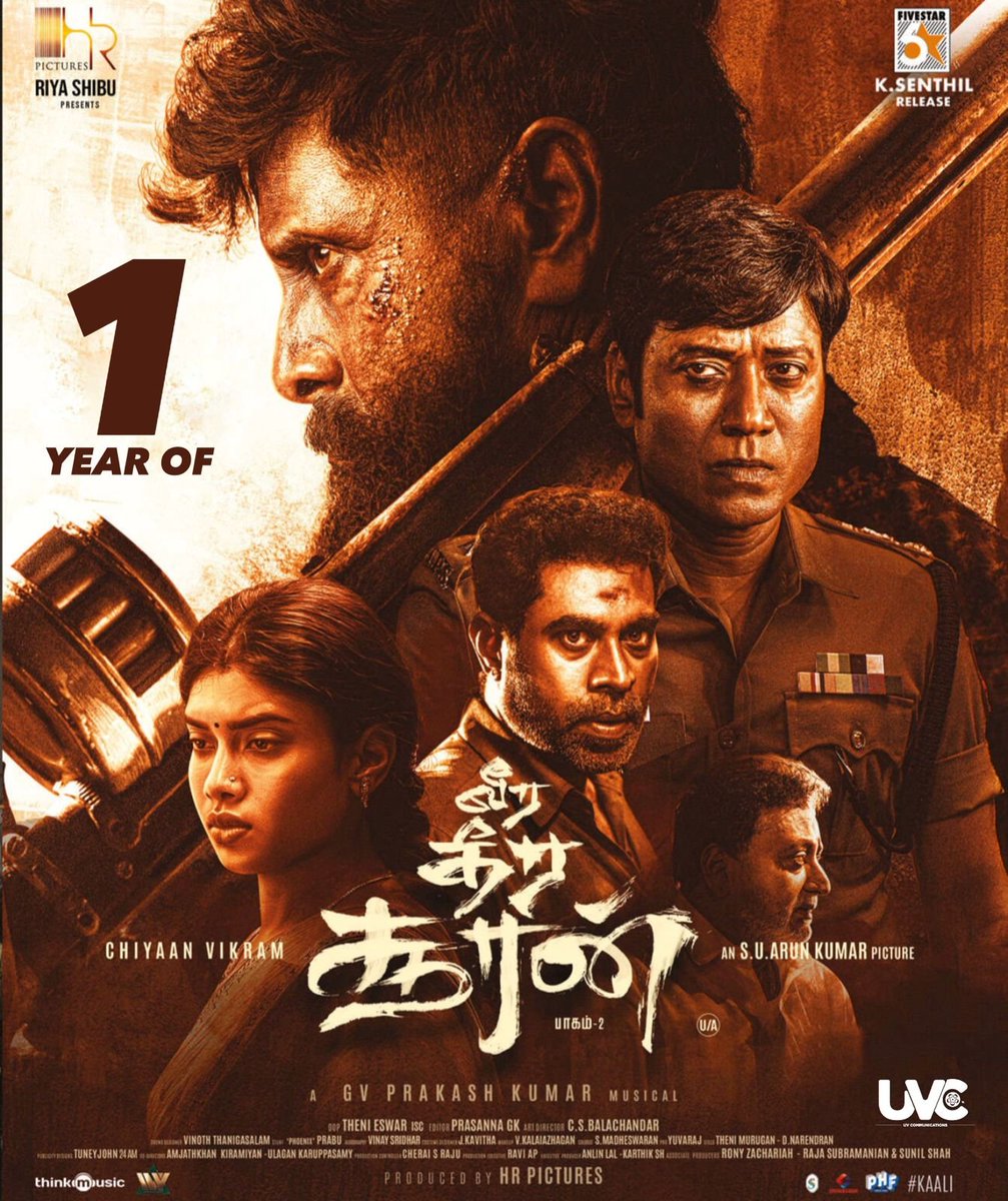 Kollywoodtoday's tweet photo. One year of #VeeraDheeraSooran 🔥Celebrating the blockbuster journey…And waiting for the next powerful chapter!
#1YearofVeeraDheeraSooran
@chiyaan @hr_pictures @riyashibu_ #SUArunKumar @gvprakash @iam_SJSuryah #surajvenjaramoodu
@officialdushara @thenieswar @editor_prasanna https://t.co/Rem06CqKCz