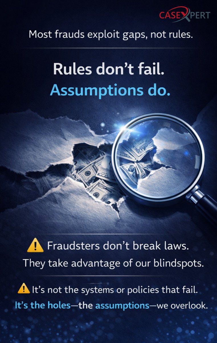 Case_Xpert's tweet photo. Fraud doesn’t break rules.
It exploits assumptions.
The biggest hiring risks aren’t in your system…
They’re in what you think is already verified.

Blind spots = Opportunity for fraud.
Verify everything.
Or pay for what you missed.

#BGV #FraudPrevention #Hiring #RiskManagement https://t.co/AF7ZnfvciW