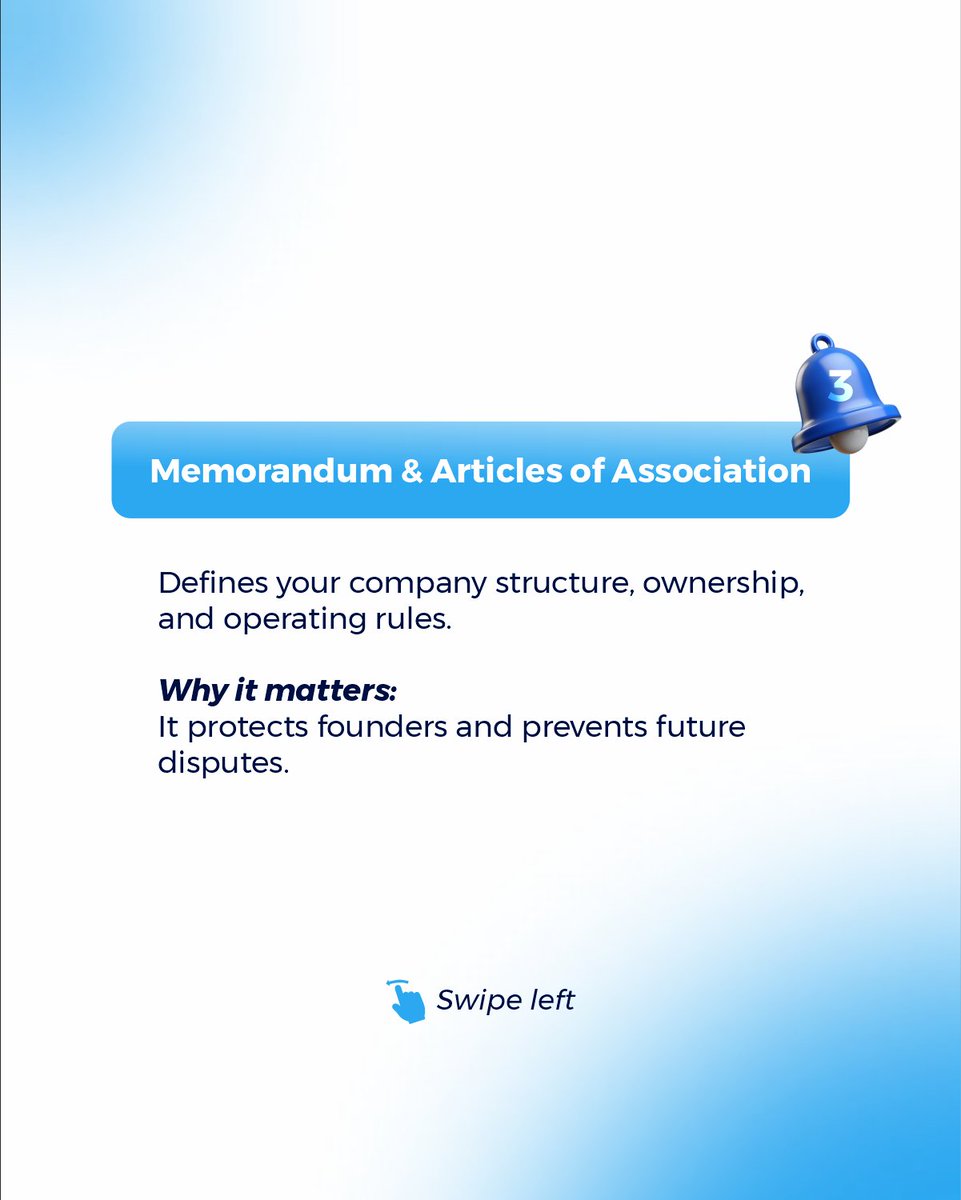 imafrica_ng's tweet photo. Every SME needs these 4 documents.
If you’re running a business without them, you’re exposed.

Protect your business. 
Stay compliant. 
Build with confidence. 📄
Swipe to see what you should already have in place. https://t.co/t0jvv2MiMj
