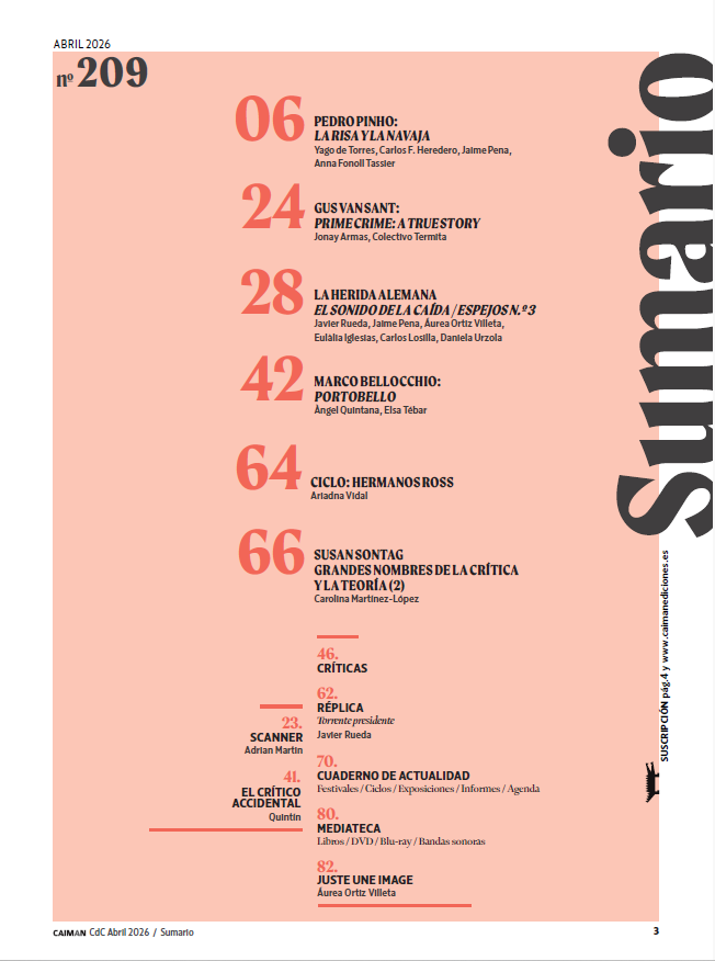 ¡Ya en kioscos! #CaimanCdC

📽️Un número dedicado a analizar las estructuras de la mirada poscolonial, el presente del cine alemán como una revisión eterna de su pasado y la reivindicación de Susan Sontag como figura esencial de la teoría y la crítica

caimanediciones.es/tienda/numero-…