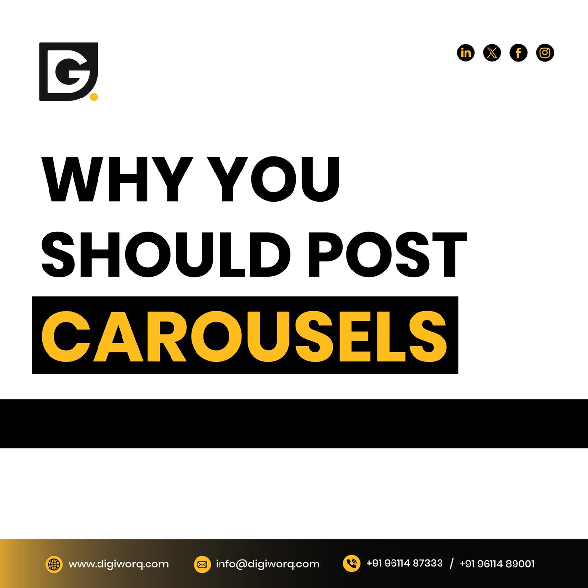 digiworqsol's tweet image. If you're not posting carousels yet, you're leaving growth on the table.
More swipes = More reach = More leads for your business.

Contact us: +91 96114 87333 / +91 96114 89001

#DigiWorq #CarouselPost #SocialMediaMarketing #DigiworqDigital #ContentStrategy #InstagramGrowth
