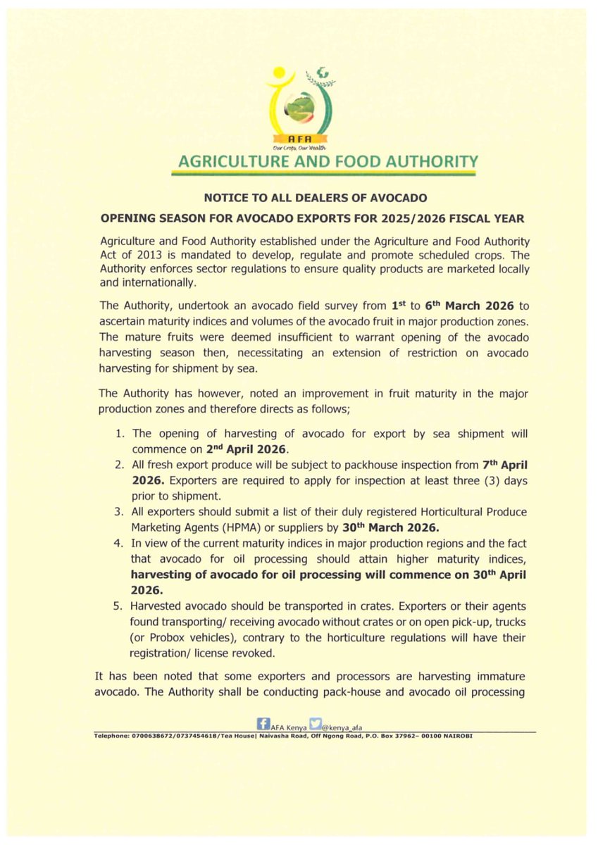 Agriculture and Food Authority- Kenya tweet media