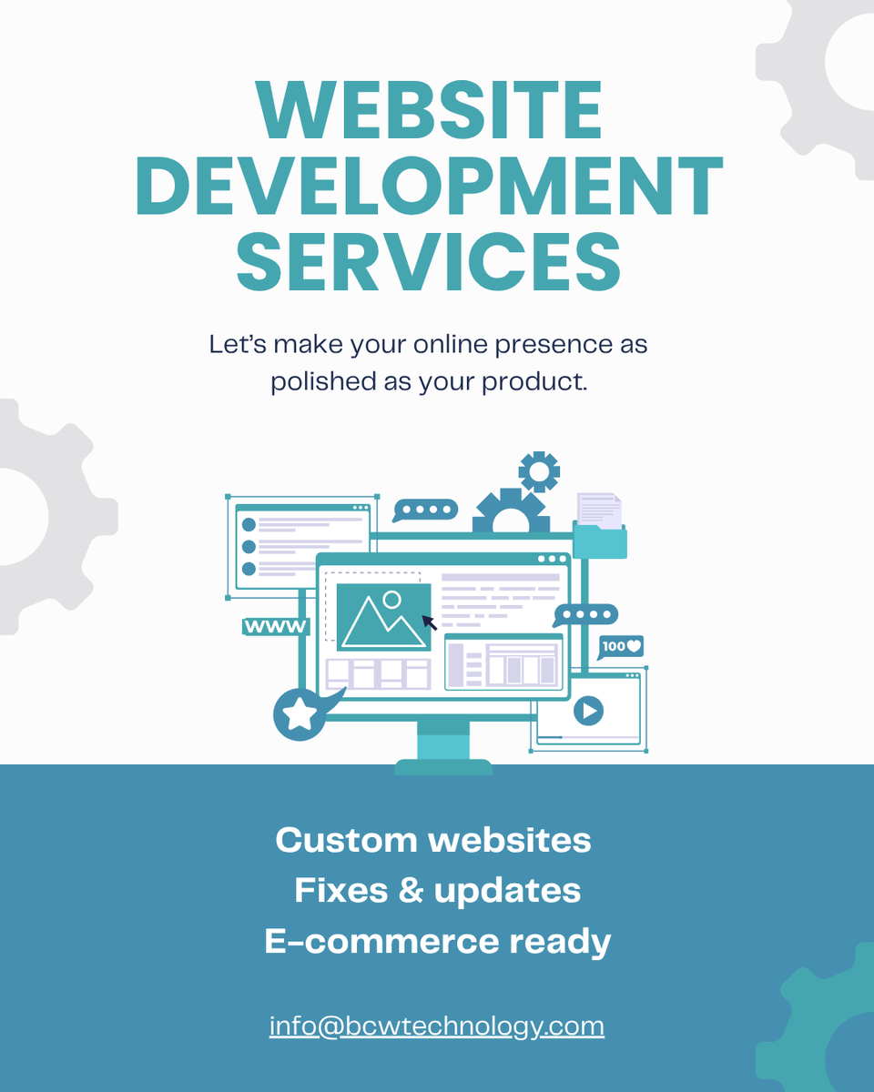 BCWtechnology's tweet photo. Let's build an online presence that mirrors your product’s quality. 🤝

A polished website is the best salesperson you never have to sleep. At BCW Technology, we turn digital visions into functional, high-performing realities.

🚀 Custom builds. 🔧 Proactive fixes. 🛒 E-commerce https://t.co/M7CY56S51X