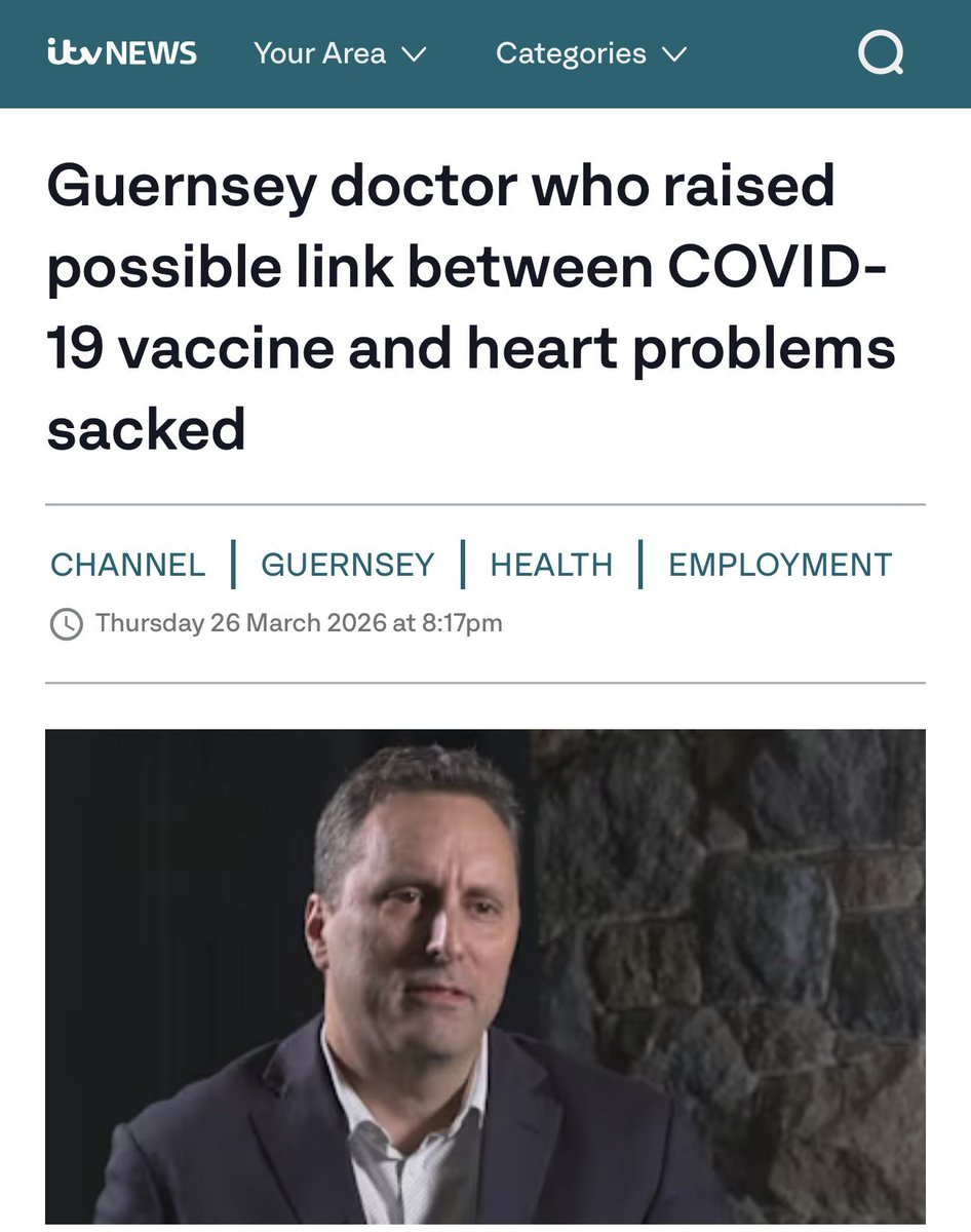 A doctor who called for an investigation into the safety of the COVID-19 vaccine has been sacked by Guernsey'sMedical Specialist Group (MSG).

Consultant cardiologist Dr Dean Patterson has not been involved in patient care with the group since February 2025 and, after an