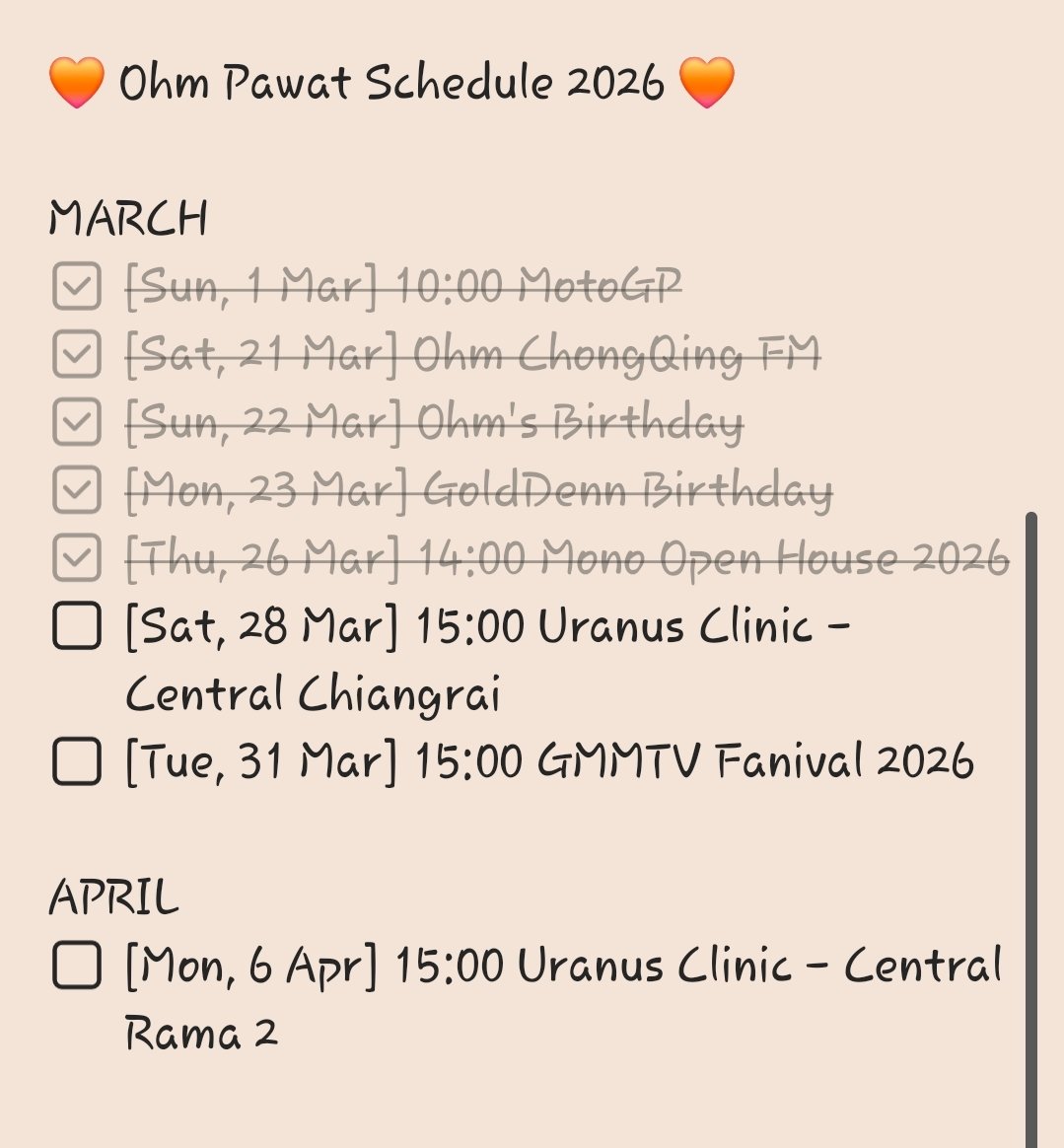 ReStory4Me's tweet photo. 🧡 Ohm Pawat Schedule 2026 🧡

#ohmpawat #ยิ้ม5พันของโอมภวัต
#OhmPawatSchedule2026 https://t.co/OppHgtzBjI