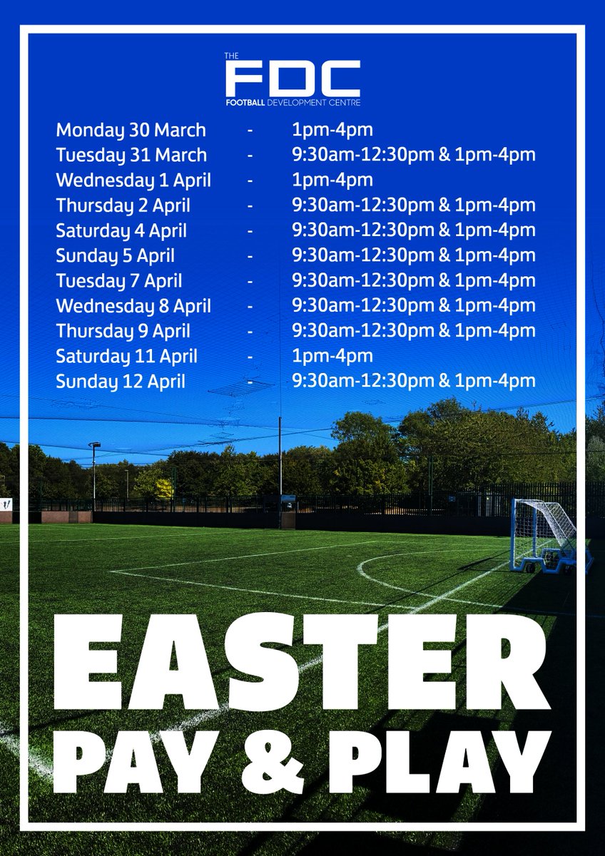theFDCNorfolk's tweet photo. ⚽️ PAY &amp; PLAY ⚽️

We are open for Pay &amp; Play over the Easter break. Play football on our pitches for only £4! 😀

Opening times 👇 https://t.co/IEblj5QmXq