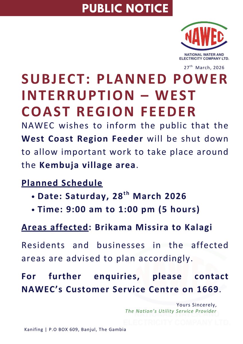 National Water and Electricity Company Limited tweet media