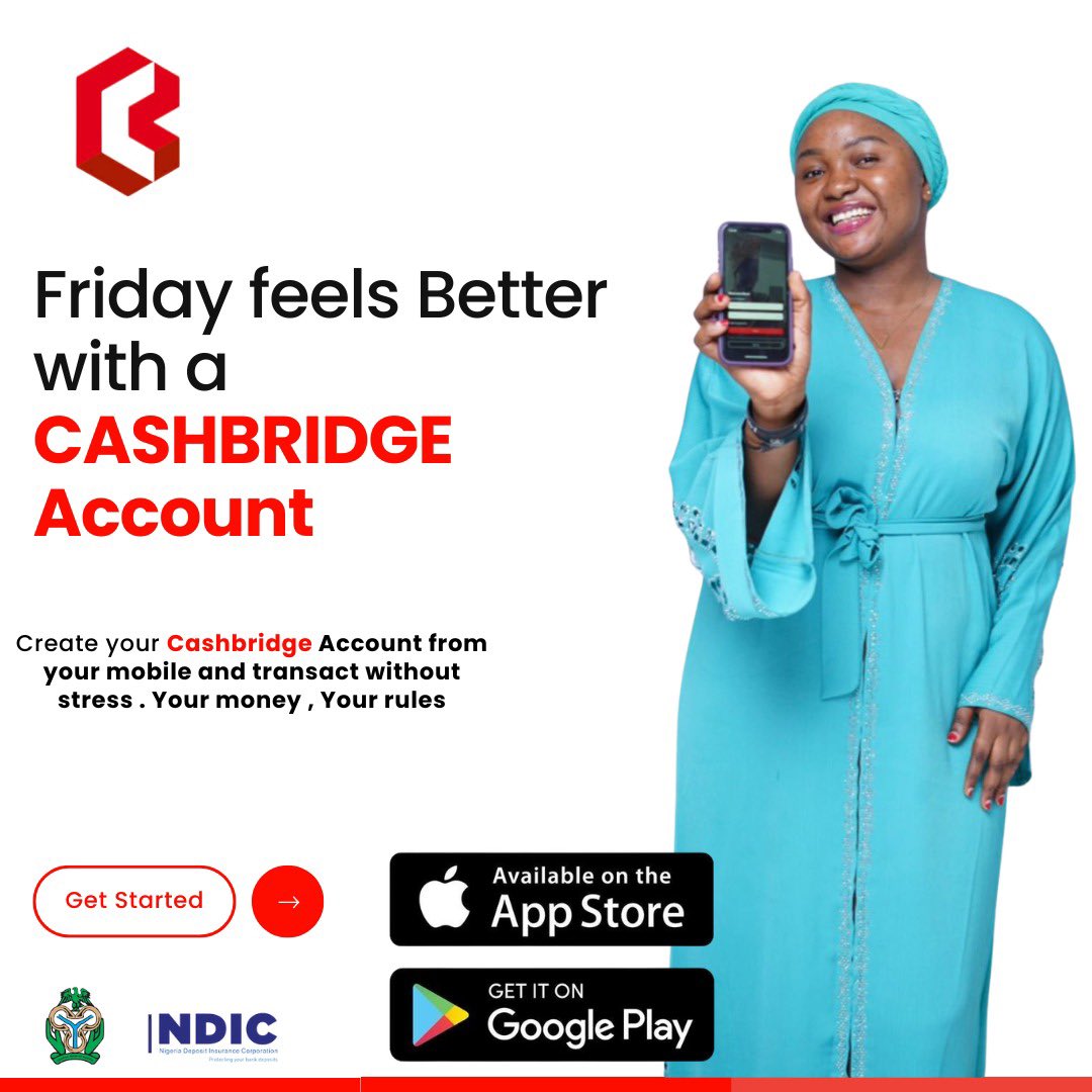 cashbridge_mfb's tweet photo. Fridays just got better 

Open your Cashbridge account in minutes and enjoy stress-free banking right from your phone. No queues, no hassle just smooth transactions all the way 🙌🏽  

Your money. Your rules.  

#Cashbridge #FridayVibes #SmartBanking #NoStressBanking #FintechNiger https://t.co/bq9r9n0wFp
