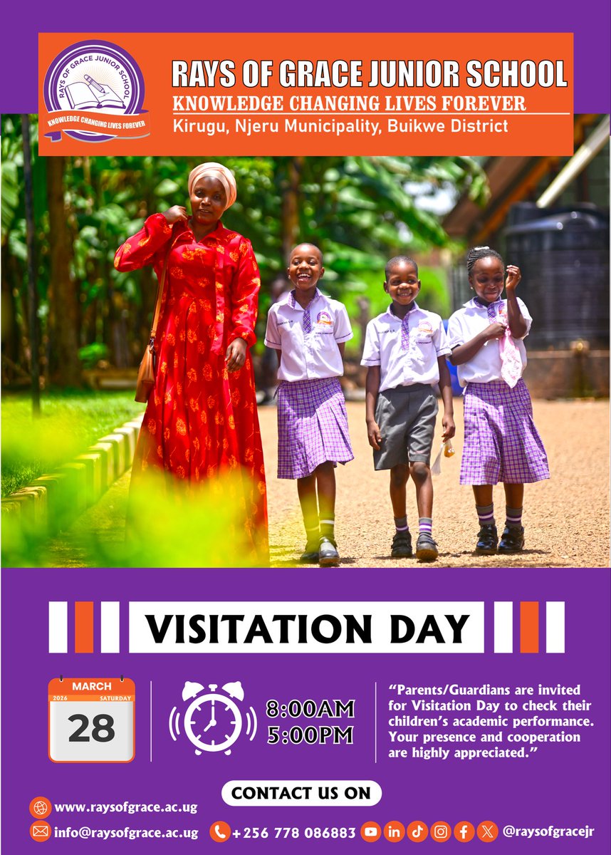 raysofgracejr's tweet photo. Dear Parents/Guardians,

Kindly note that tomorrow, March 28th, is Visitation Day for our boarding scholars. Please arrive on time.

Wishing you a safe journey to and from school.
#visitationday https://t.co/oTFTFzMKRP