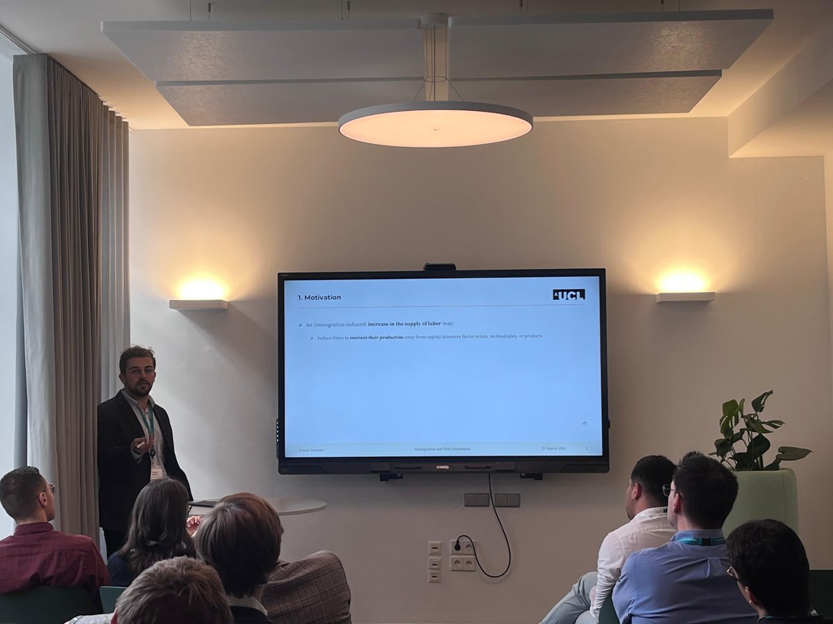 RF_Berlin's tweet photo. Our next presenter in the spotlight is @araratgocmen from @ucl talking about "Immigration and Firm Investment".
#MigrationForum2026 #MigrationResearch #Economics https://t.co/3lINgHQ55w