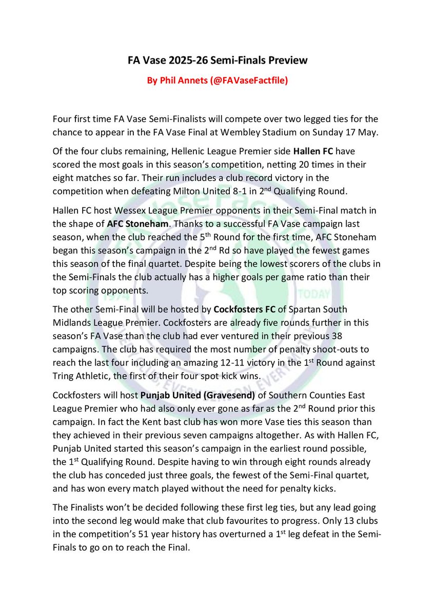 FA Vase Factfile tweet media