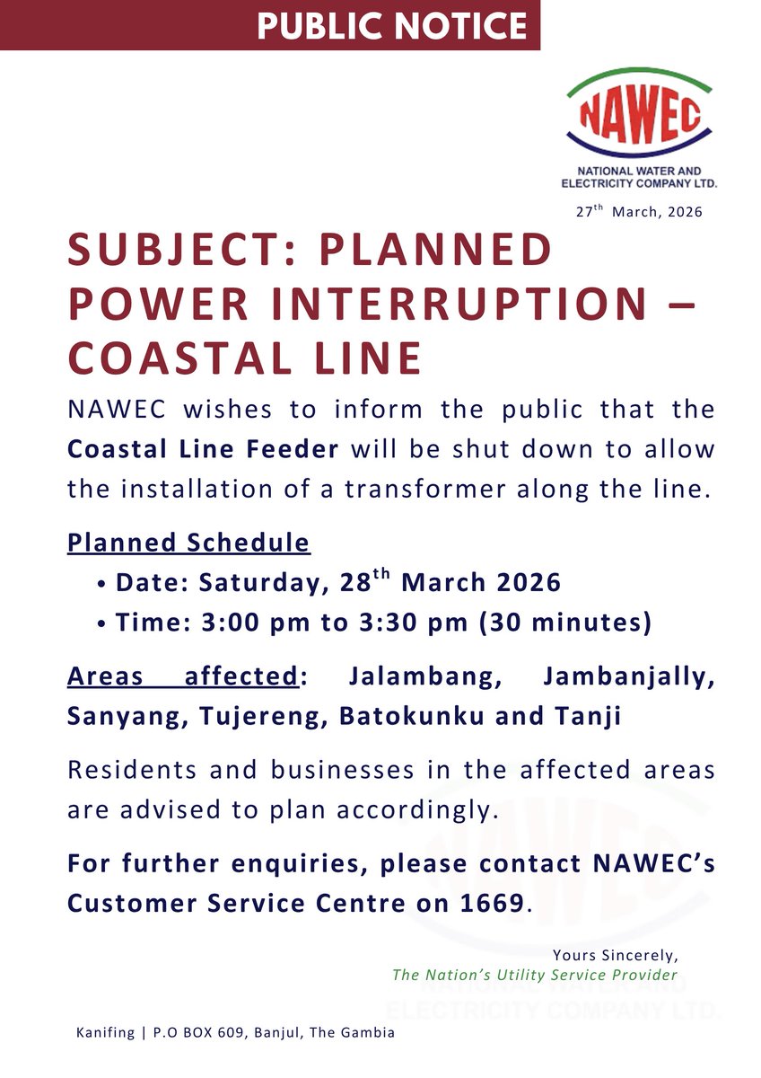 National Water and Electricity Company Limited tweet media