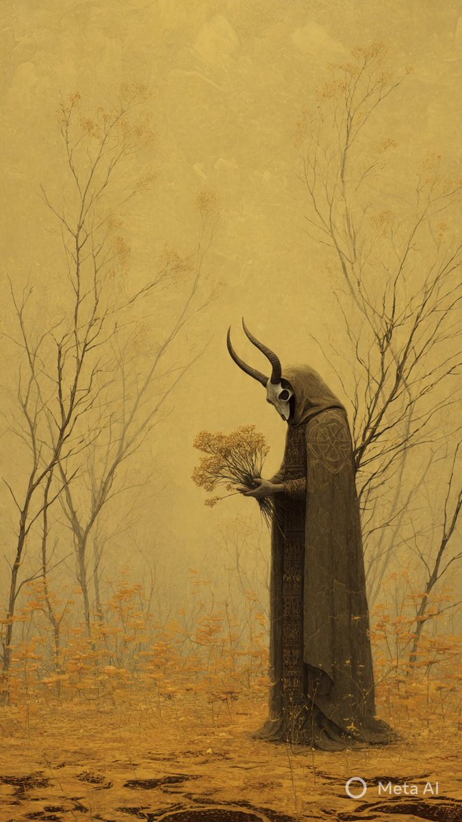 ajdasoddities's tweet image. Gathering the remnants of a golden season.

#folk #horrorart #AIart