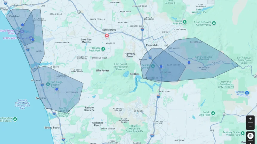 RonXilla's tweet photo. This was a localized outage—about 100,000 SDG&E customers in South Orange County (think Mission Viejo, Laguna Niguel) and a sliver of north San Diego County. Not "California went dark," not hundreds of thousands statewide—just a chunk of suburbia blinking out around 9 p.m. last night.
Power was back for most folks in under two hours. No apocalypse. No mystery plot. Grids glitch—aging lines, overloads, whatever. Happens every year.
That skyline timelapse? Looks spooky from the hills, sure—here's what it actually captured: