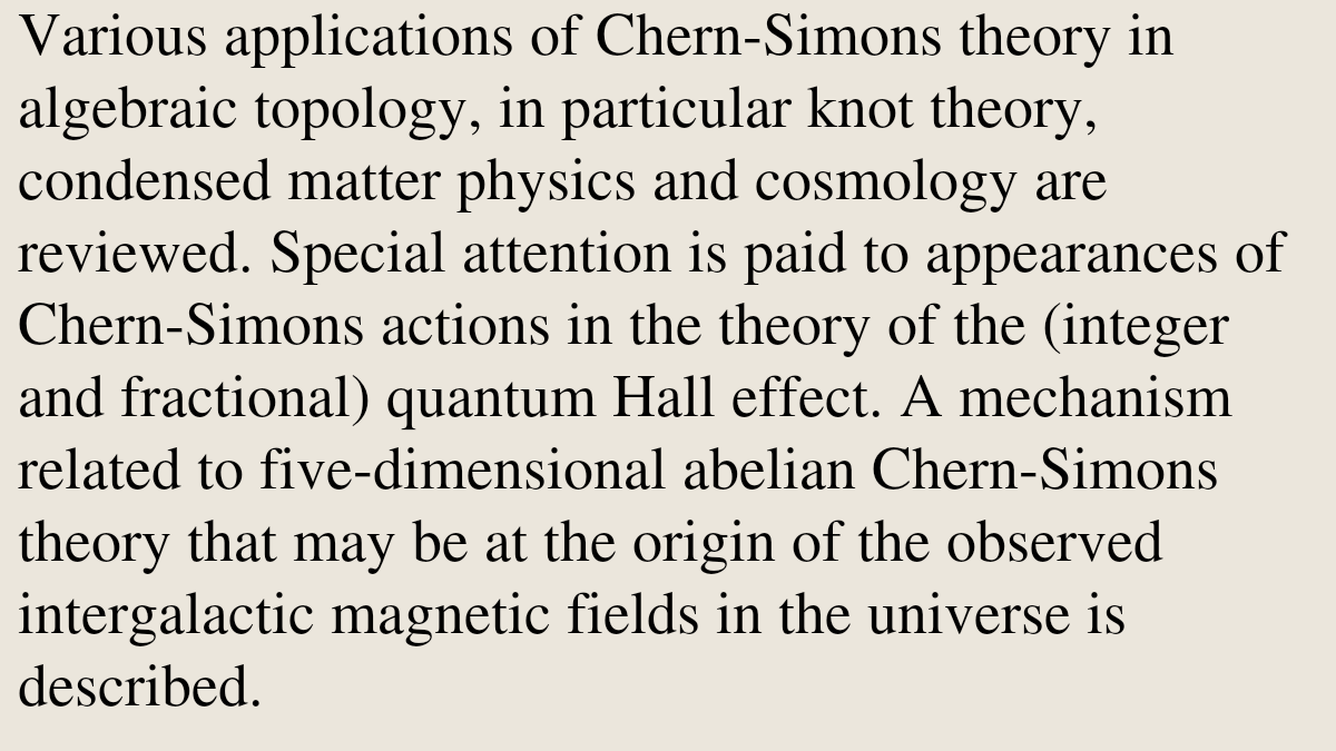 Chern-Simons theory in mathematics, condensed matter theory and cosmology

Jürg Fröhlich
arxiv.org/abs/2603.25346 [𝚖𝚊𝚝𝚑-𝚙𝚑 𝚖𝚊𝚝𝚑.𝙼𝙿]