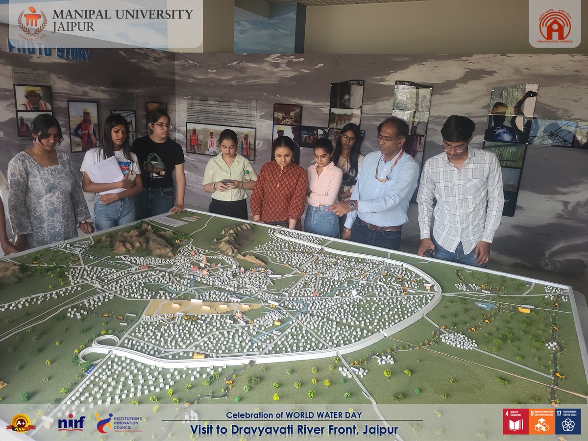 MUJ_Arch's tweet photo. B.Arch students of MUJ visited Dravyavati River Front, Jaipur on #WorldWaterDay with IBC, supported by Heritage Club, IPA, IGBC &amp; ASHRAE MUJ. Exploring river rejuvenation &amp; sustainable infrastructure through real-world learning. #MUJ (2/2) https://t.co/yDXAAMFvd9