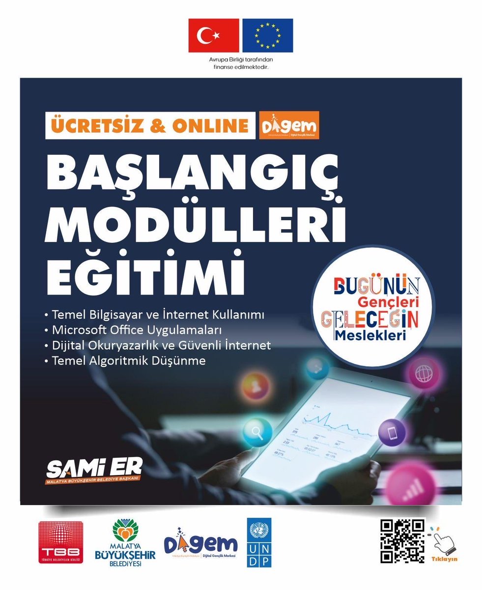 MalatyaBelTr's tweet photo. Büyükşehir Belediyesi Dijital Gençlik Merkezi (DİGEM) ile gençlerimizi geleceğin mesleklerine hazırlıyoruz 💻🤖

Python ile veri analizi, veri görselleştirme ve temel veri tabanı eğitimlerinin yer aldığı eğitim programımız başlıyor.

🗓 Başlangıç: 30 Mart
📍 Başvuru Adresi: İnönü Mahallesi Şehit Güner Erdem Sokak, Faik Erdoğan Vakıf Camii bitişiği No:10 Yeşilyurt/Malatya
🌐 Başvuru Linki: https://t.co/vgE6EhQQi8