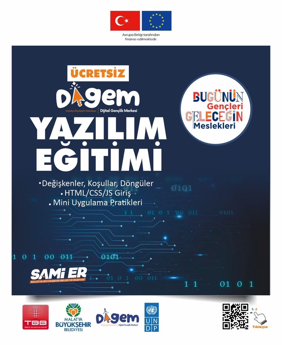MalatyaBelTr's tweet photo. Büyükşehir Belediyesi Dijital Gençlik Merkezi (DİGEM) ile gençlerimizi geleceğin mesleklerine hazırlıyoruz 💻🤖

Python ile veri analizi, veri görselleştirme ve temel veri tabanı eğitimlerinin yer aldığı eğitim programımız başlıyor.

🗓 Başlangıç: 30 Mart
📍 Başvuru Adresi: İnönü Mahallesi Şehit Güner Erdem Sokak, Faik Erdoğan Vakıf Camii bitişiği No:10 Yeşilyurt/Malatya
🌐 Başvuru Linki: https://t.co/vgE6EhQQi8