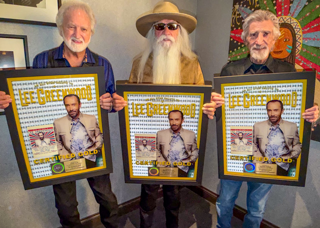 oakridgeboys's tweet photo. We were recently honored  with an RIAA Gold plaque from Lee Greenwood certifying sales of 500,000 copies of his All-Star Tribute. The show was filmed at the Von Braun Civic Center in Huntsville, AL. We have a lot of good memories associated with both the Von Braun and our friend Lee Greenwood. #AllStarSaluteLeeGreenwood