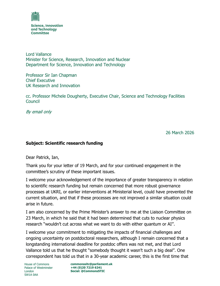 Science, Innovation and Technology Committee tweet media