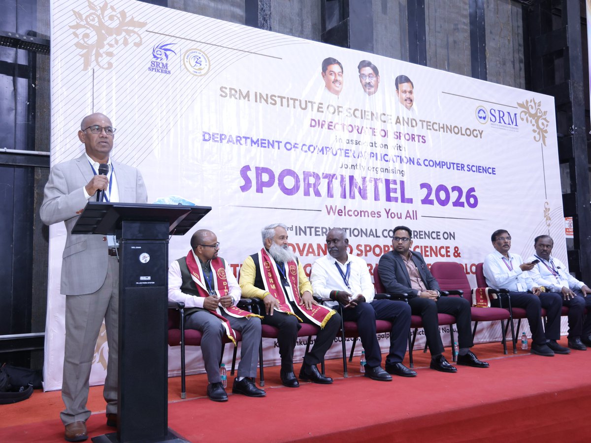 SRM_Univ's tweet image. SRMIST unveiled #SPORTINTEL2026, highlighting advancements in performance technology and sports science while promoting a well-rounded career path for student-athletes.

#SRMIST #SPORTINTEL2026 #DepartmentOfSports #AdvancedSportsScience #ComputerScience #ComputerApplications
