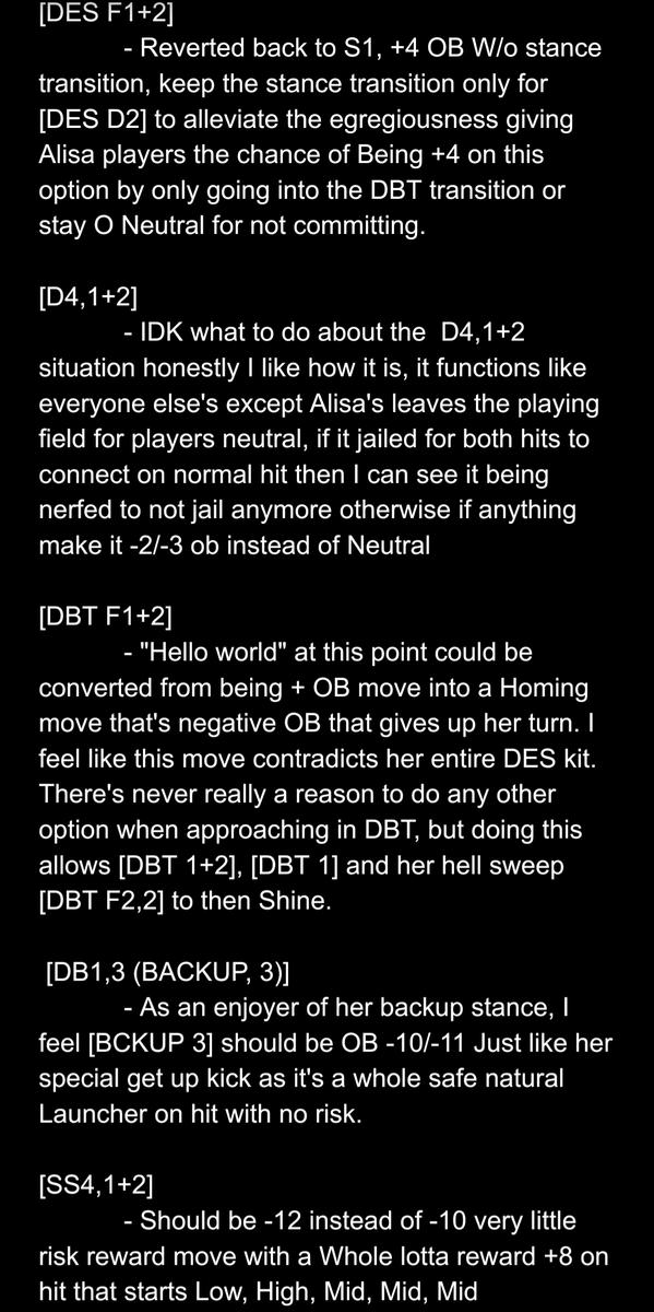 Aimedtwo's tweet photo. I've made my stance known on the Feedback portal when it comes to Alisa changes and because I'm not a hater nor downplayer, These are some changes id want to see changed most with her https://t.co/6pZh9Mi6qy