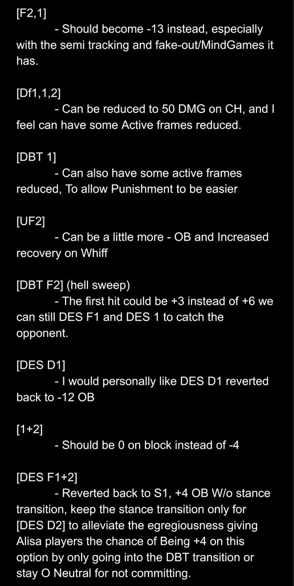 Aimedtwo's tweet photo. I've made my stance known on the Feedback portal when it comes to Alisa changes and because I'm not a hater nor downplayer, These are some changes id want to see changed most with her https://t.co/6pZh9Mi6qy