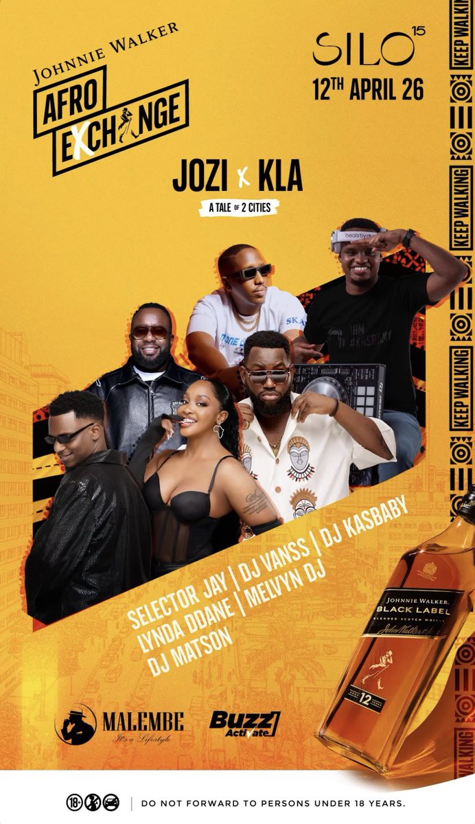 MushroomInc's tweet image. Afro Exchange: Jozi x Kla — A Tale of 2 Cities 🇿🇦🇺🇬

12th April | @Silo15_ | Powered by #JohnnieWalker
Featuring #YoungStunna with @djKasBaby, @JSelectorJay, @lynda_ddane, @djvanss_, @melvyndeejay, @djmatson2561 &amp;amp; more.

Two cities. One vibe. Are you ready?