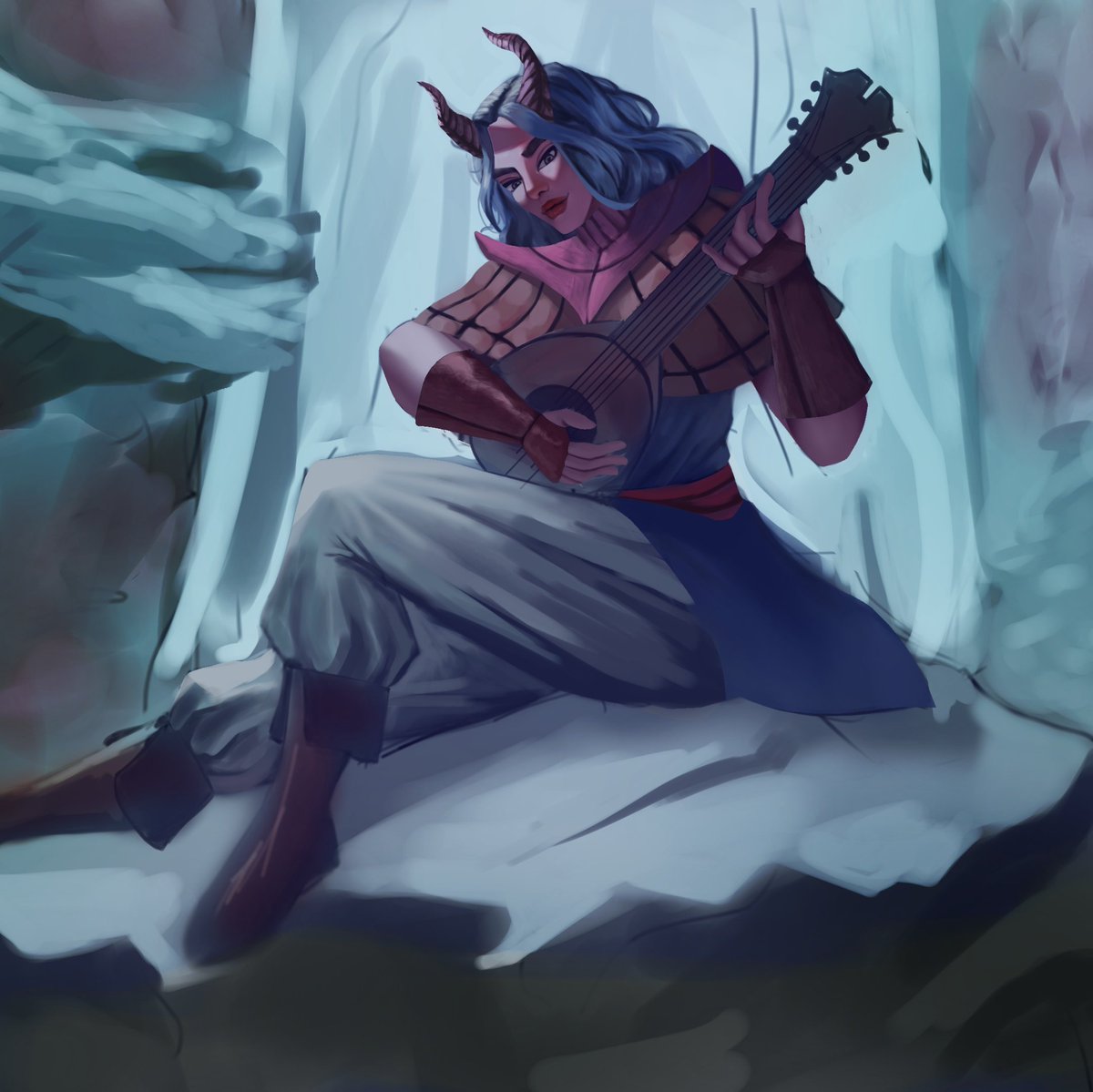 fd53478's tweet photo. Wip 
This is a tiefling Bard by me . 

I'm bad at naming character

What would you name this character? 

#dnd #art #digitalart https://t.co/3VYFChFZ9H