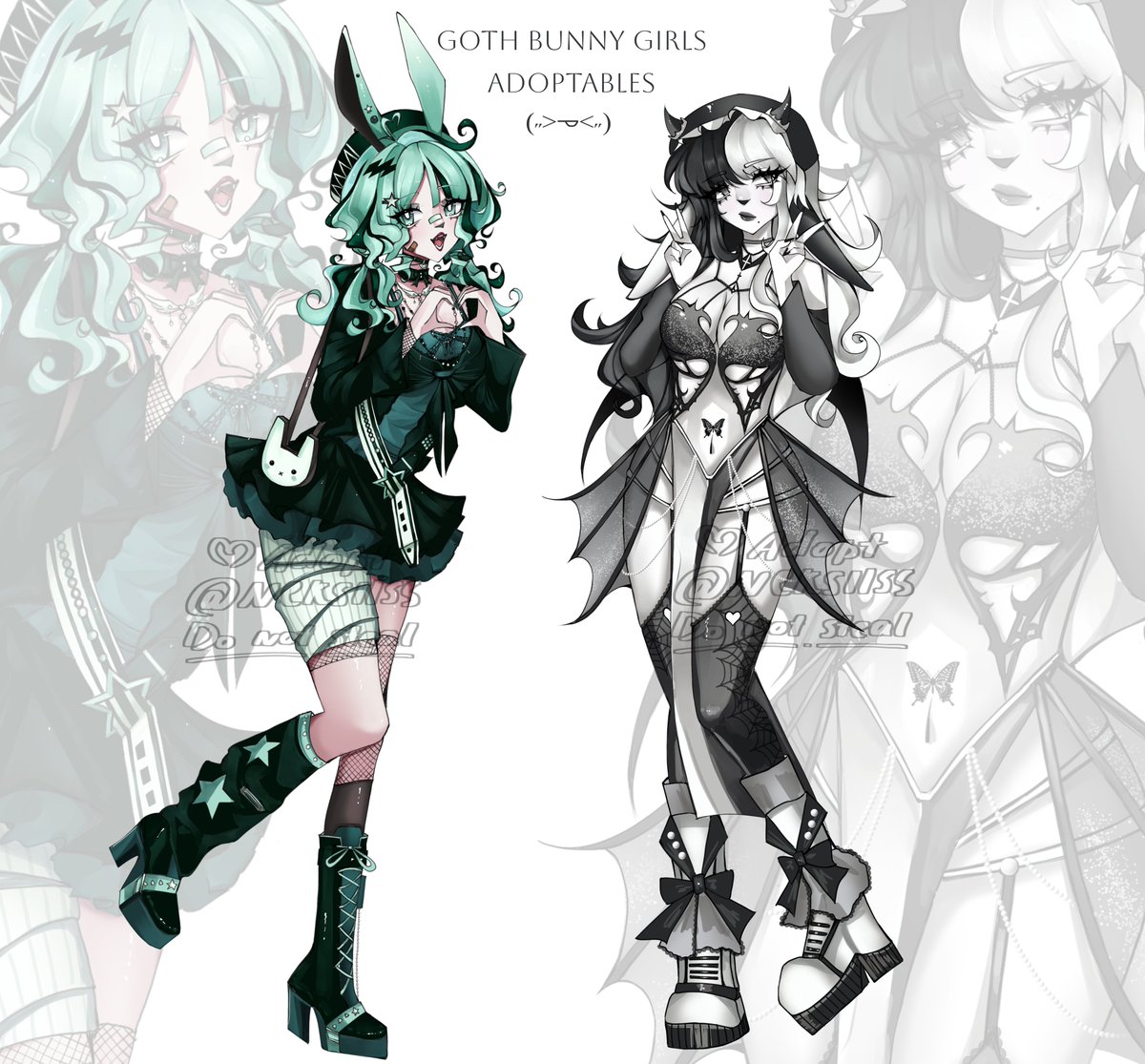 neksllss's tweet image. Hi! &amp;lt;3 Today I present you these precious goth #bunnygirls #adoptables (separetely) ₍ᐢ. .ᐢ₎
Both #auction links in comments! (3 days)
SB is $30 and Auto is $200 
🔁and ❤️to help them find their new home! 
݁ ˖Ი𐑼⋆ Ი⑅𐑼 Thank you~❤︎