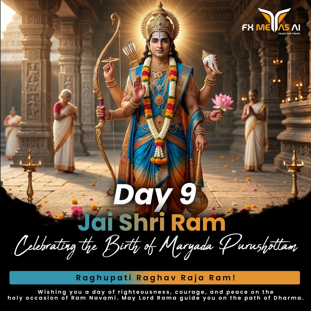 fxmeta5ai's tweet photo. On the final day of #ChaitraNavratri, we pray to Maa Siddhidatri for divine wisdom and perfection. 🔱

🏹 Also, wishing everyone a blessed #RamNavami! May the life and teachings of Lord Rama inspire us to walk the path of truth. ��

#MahaNavami #JaiShriRam #NavratriDay9 https://t.co/xA53NvX8h8