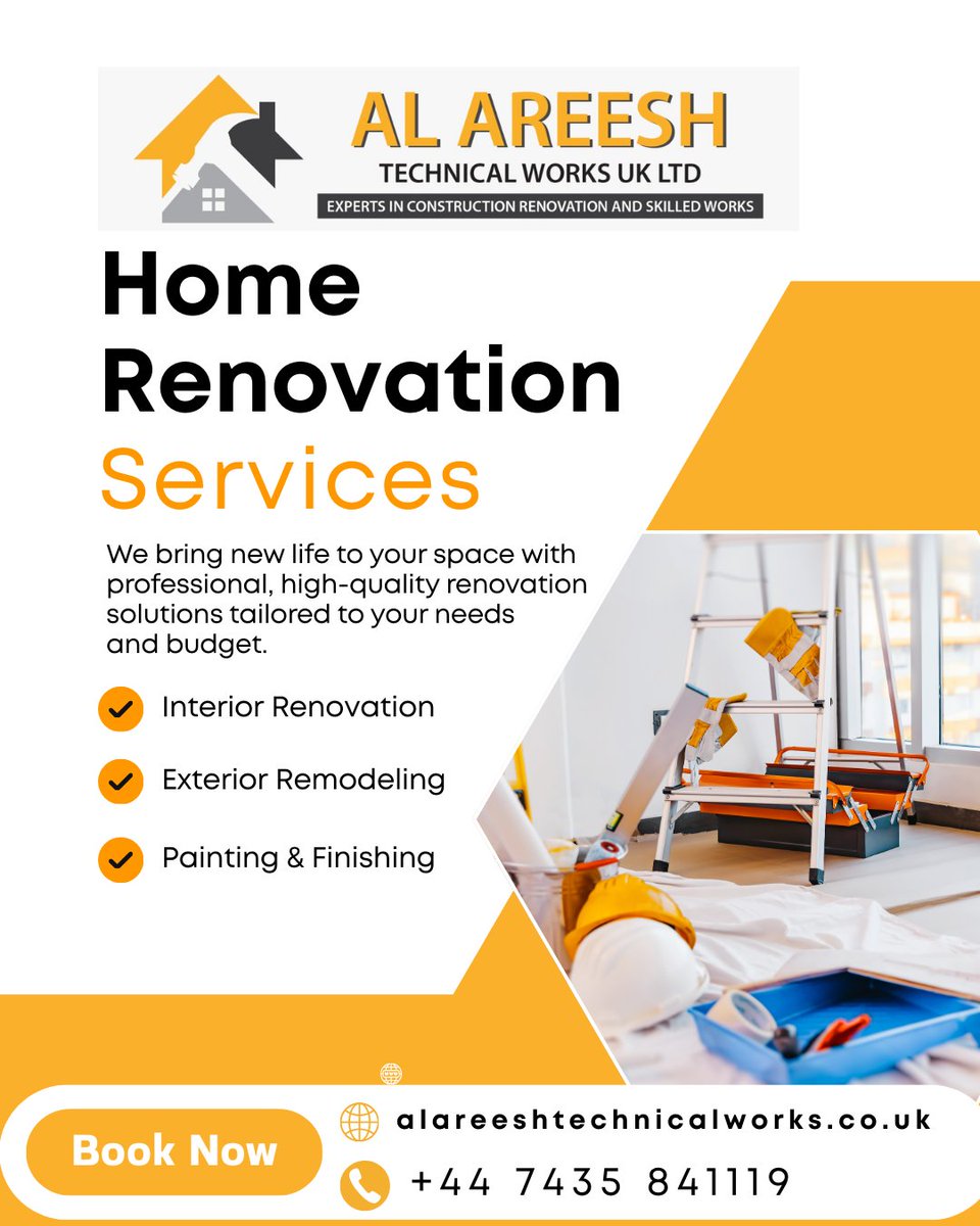 Alareeshuk's tweet image. Redesign your Property with our expert Team! 
We handle Interior and Exterior remodeling plus professional Painting. 

Message us to Start Your Project Now! 🏠✨

#ukrenovation #propertyuk #homemakeover #ukhousing #remodeling