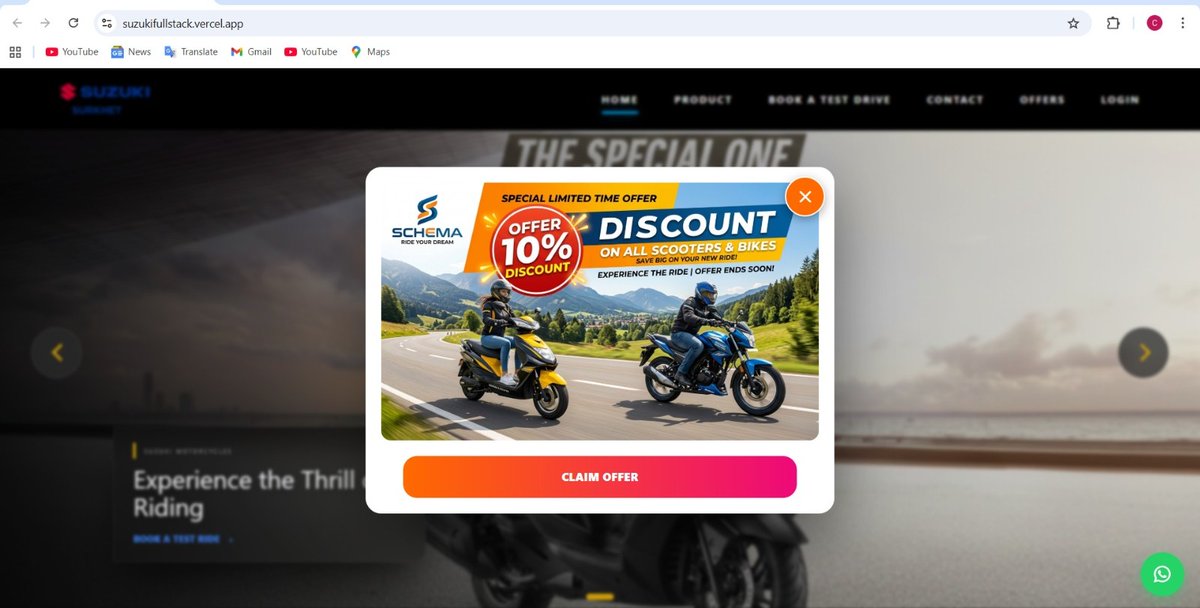 _devChetan's tweet photo. 🚀 Internship demo complete!

Built a Suzuki Motorcycle project using MERN stack 💻
Check out the demo and explore what I built 👇
Demo👉: https://t.co/PRmt0EQoEB

#MERNStack #WebDev #InternshipProject #ReactJS #NodeJS #MongoDB https://t.co/sS1nRyJrpi