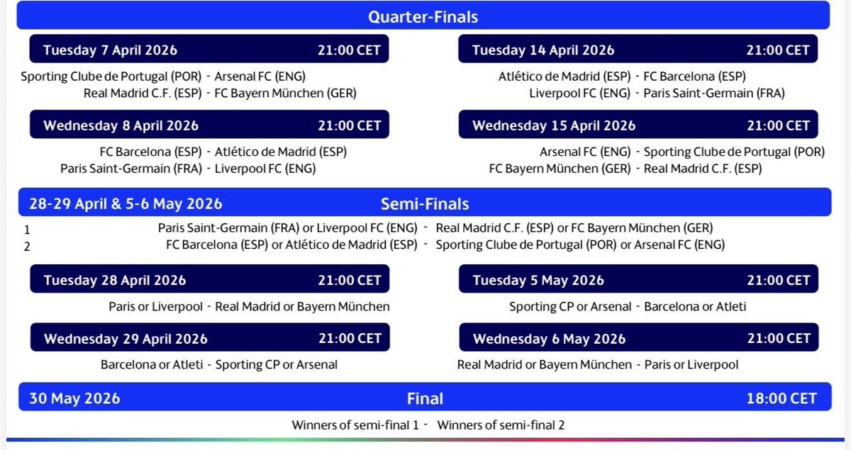 MadridSports_'s tweet photo. 🚨 OFICIAL 🚨

La final de la Champions League se jugará el sábado 30 de mayo a las 18:00 (hora española)

Así que ya sabéis, no hagáis planes para ese día que tenemos una cita con la 16ª ✌🏻 https://t.co/PQM3lQ8AZY