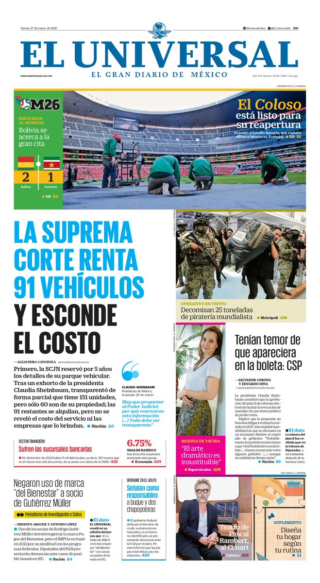 ¡buenos Días Lectores Iniciamos La Jornada Informativa Con La Portada 