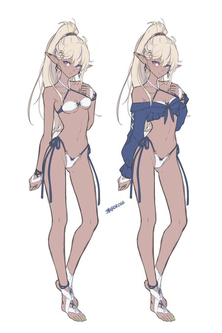 水着エルフ 設定画 