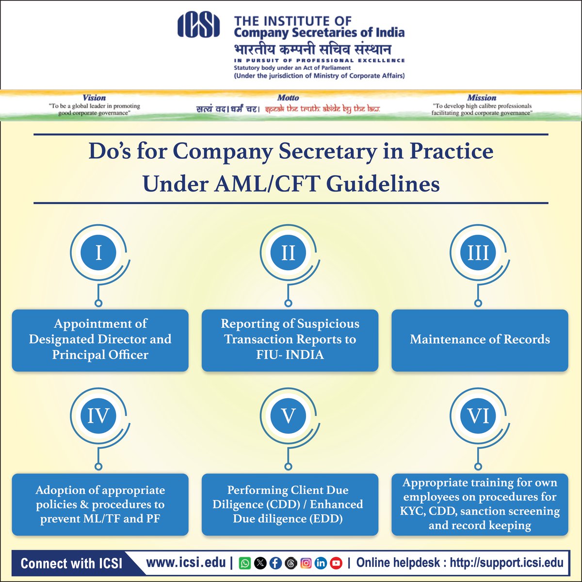 icsi_cs's tweet image. Do's for #CompanySecretaries in Practice under #AML/#CFT Guidelines @MCA21India