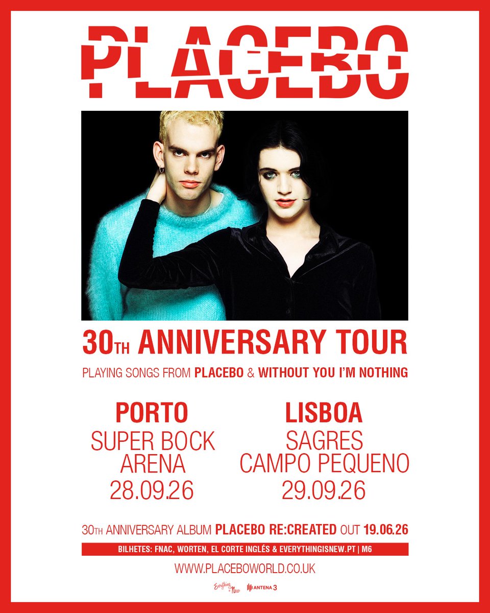 ticketlinept's tweet image. 💥🤯 It's on!! 
Já pode garantir o seu lugar no regresso dos Placebo a Portugal!! 

🗓️ 28 de setembro 📍Super Bock Arena, Porto
🗓️ 29 de setembro 📍Sagres Campo Pequeno, Lisboa

🎟️ Bilhetes já à venda em ticketline.pt

#ticketline #placebo