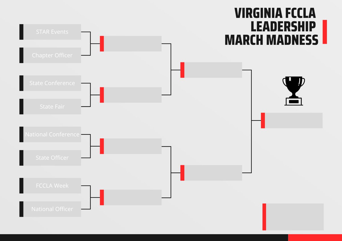 Happy #FCCLAfriday! While we couldn’t feature every <a href="/NationalFCCLA/">National FCCLA®</a> STAR 🌟 Event or #FCCLA leadership experience, today we are launching our own March Madness brackets! Please join in the fun by using the templates (in our Instagram stories) to add your own picks. #FCCLAfamily