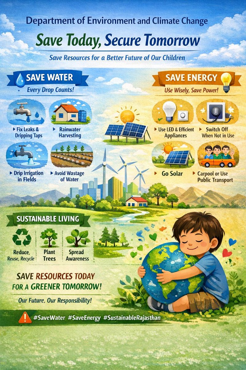 Rajasthan is known for its rich heritage—but also for its scarce water and extreme climate.The future of our children depends on how wisely we use our energy and water resources today.
#savewater #saveenergy 
#WasteToWealth #CircularEconomy #Rajasthan #GreenIndia #Sustainability