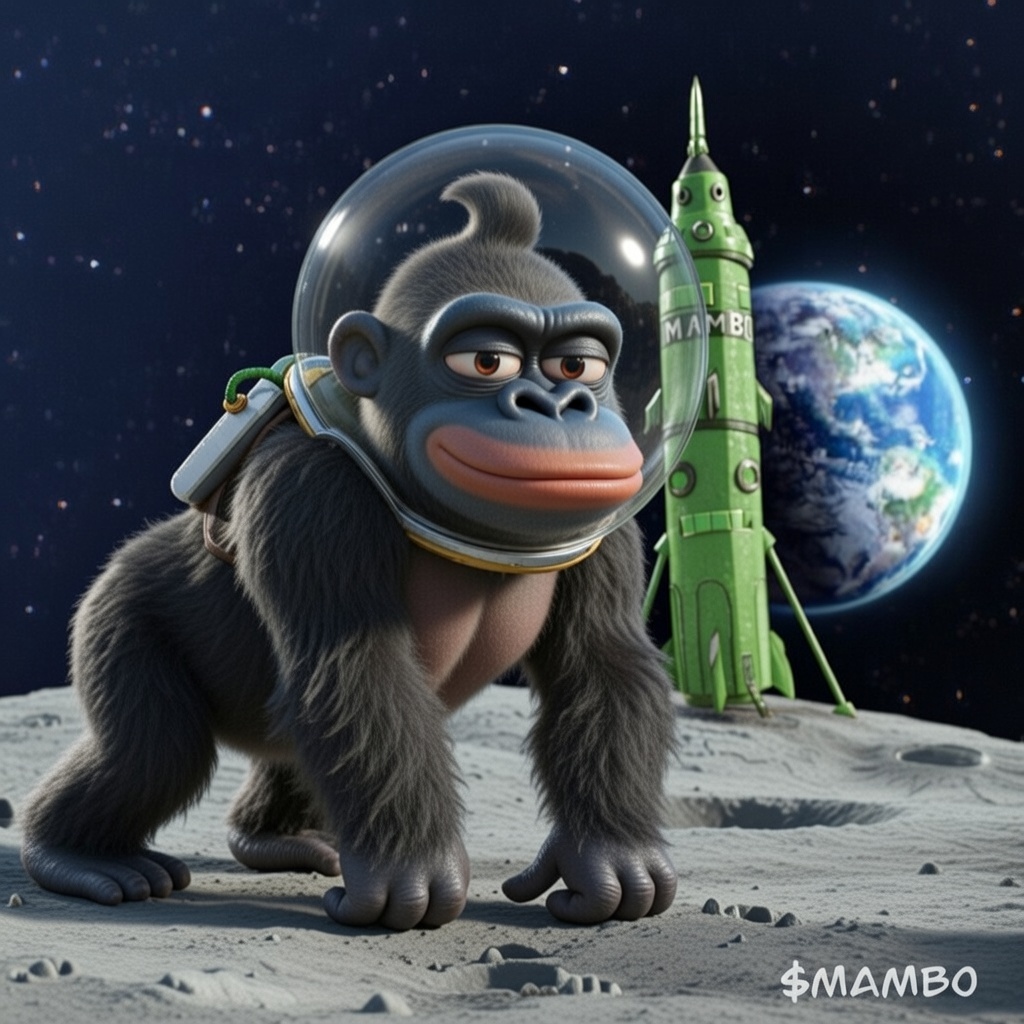 🦍🌕 MOON LANDING ACHIEVED — $MAMBO astronaut gorilla has officially planted the flag!    
Rocket fueled, helmet on, Earth glowing in the distance… this alpha ape is done playing in the jungle and is now claiming the entire cosmos 🚀    

Next stop: Mars. Then the BILLION MCAP