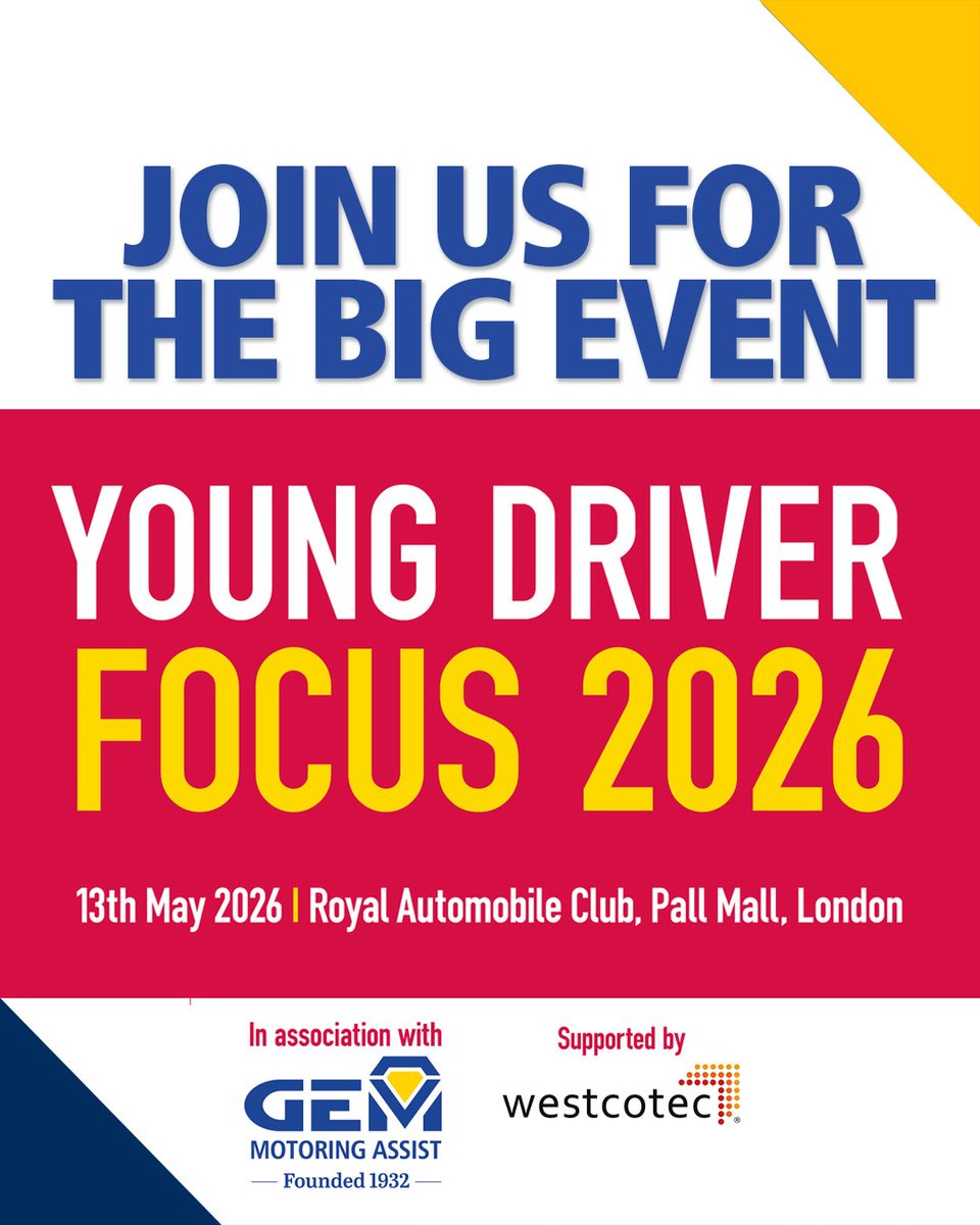 MotoringAssist's tweet image. We're attending Young Driver Focus 2026 on 13th May! 💎 In association with GEM and supported by Westcotec, we will be sharing driving tips for younger drivers in the lead up to the event! Be sure to keep an eye out 👀 #YDF2026 #youngdrivers