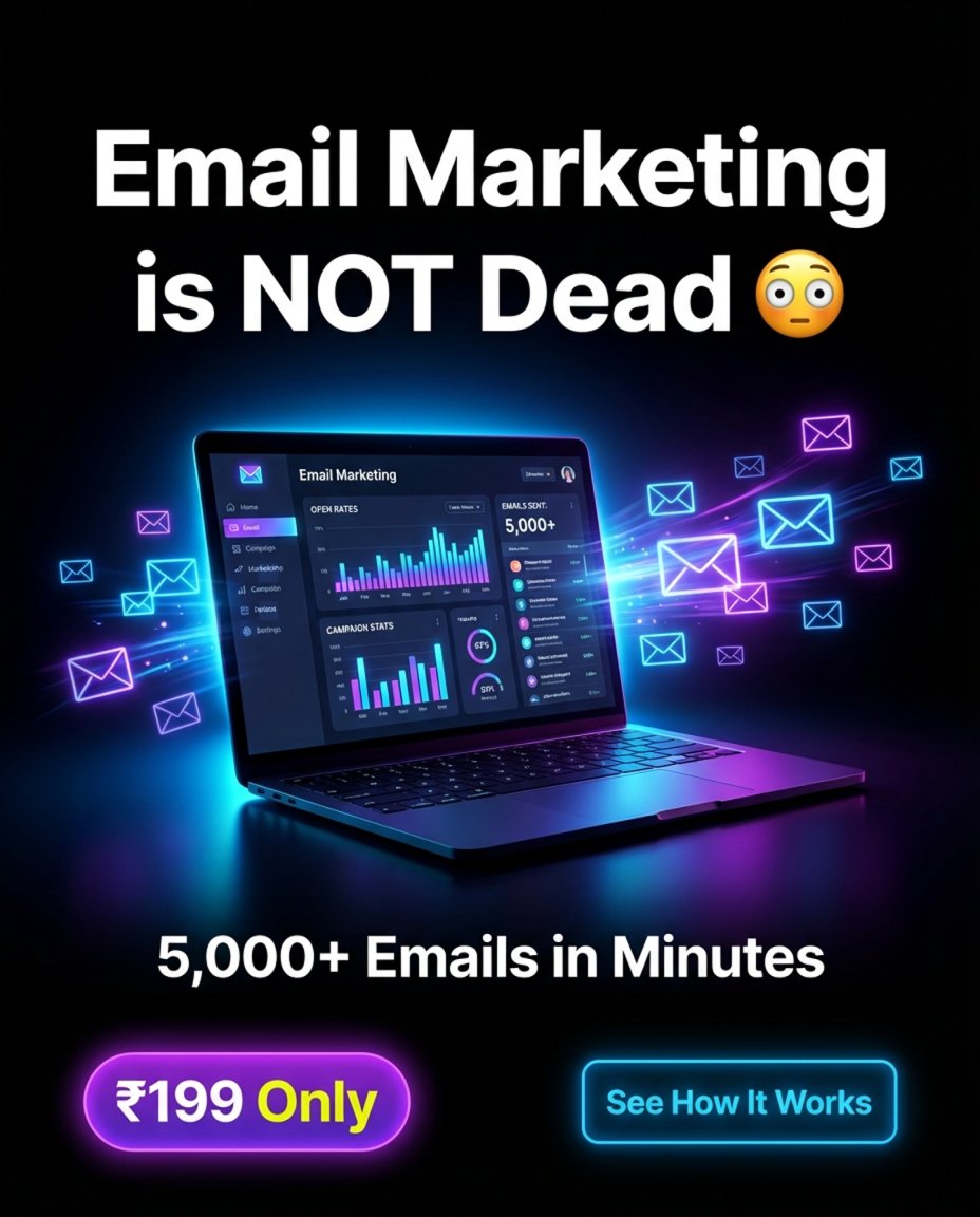 DealMatrixHub's tweet photo. I thought email marketing was dead… 😅

Then I tried this 😳

5,000+ emails sent in minutes 🚀

No ads. No skills.

This is crazy for ₹199

See how 👇
https://t.co/8fzBSyVJgn

#EmailMarketing #MakeMoneyOnline #DigitalMarketing #SideHustle #GrowthHacking https://t.co/dV3tuoQfj1
