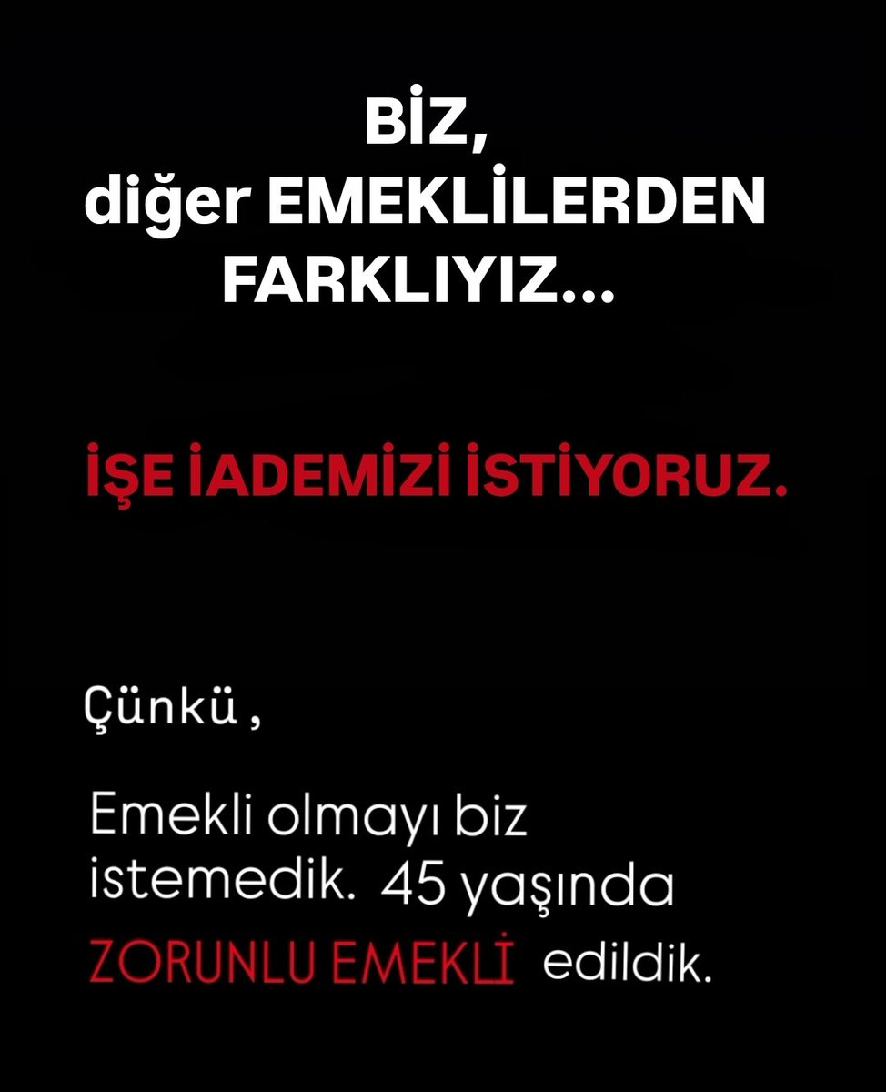 En verimli çağımızda çalışmak isterken 696 KHK ile kadrolu işçi zorla emekli edildi.
Ne işimiz kaldı ne düzenimiz…
Yanlış madde kalktı ama hayatlarımızdaki yük kalkmadı.
⚖️ Geçinemiyoruz.İşimize geri dönmek istiyoruz.<a href="/RTErdogan/">Recep Tayyip Erdoğan</a> <a href="/abakingurlek/">Akın Gürlek</a> <a href="/Akparti/">AK Parti</a> #sallandık #BizimÇocuklar