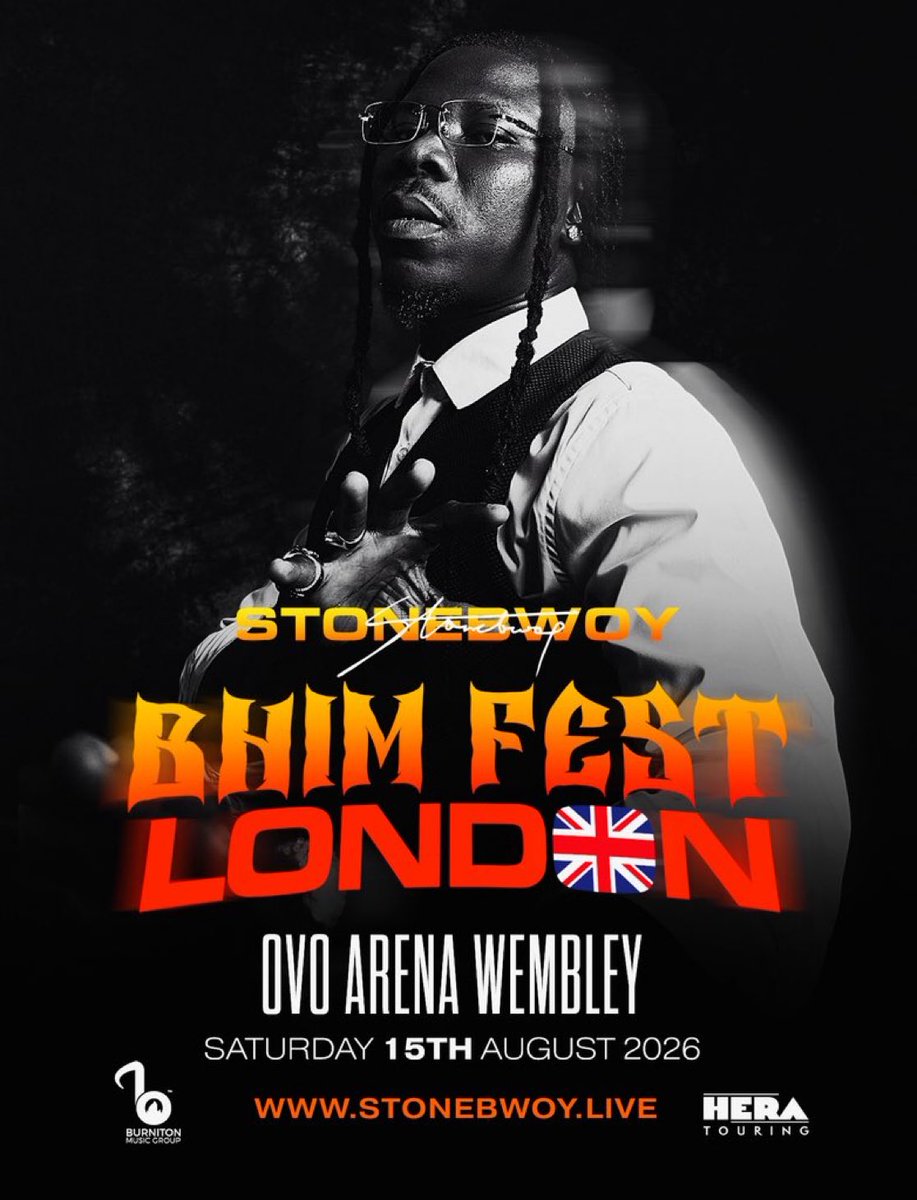 Hello London <a href="/stonebwoy/">THE TORCHER</a> is bringing the ultimate BHIM FESTIVAL to 
OVO Arena Wembley on Saturday 15th August 2026 💥. I can’t wait to see you!

🎟️ Artist Presale: 31st March 2026
🎟️ General Sale: 2nd April 2026

stonebwoy.live for info &amp; tickets. 

#BHIMFestival