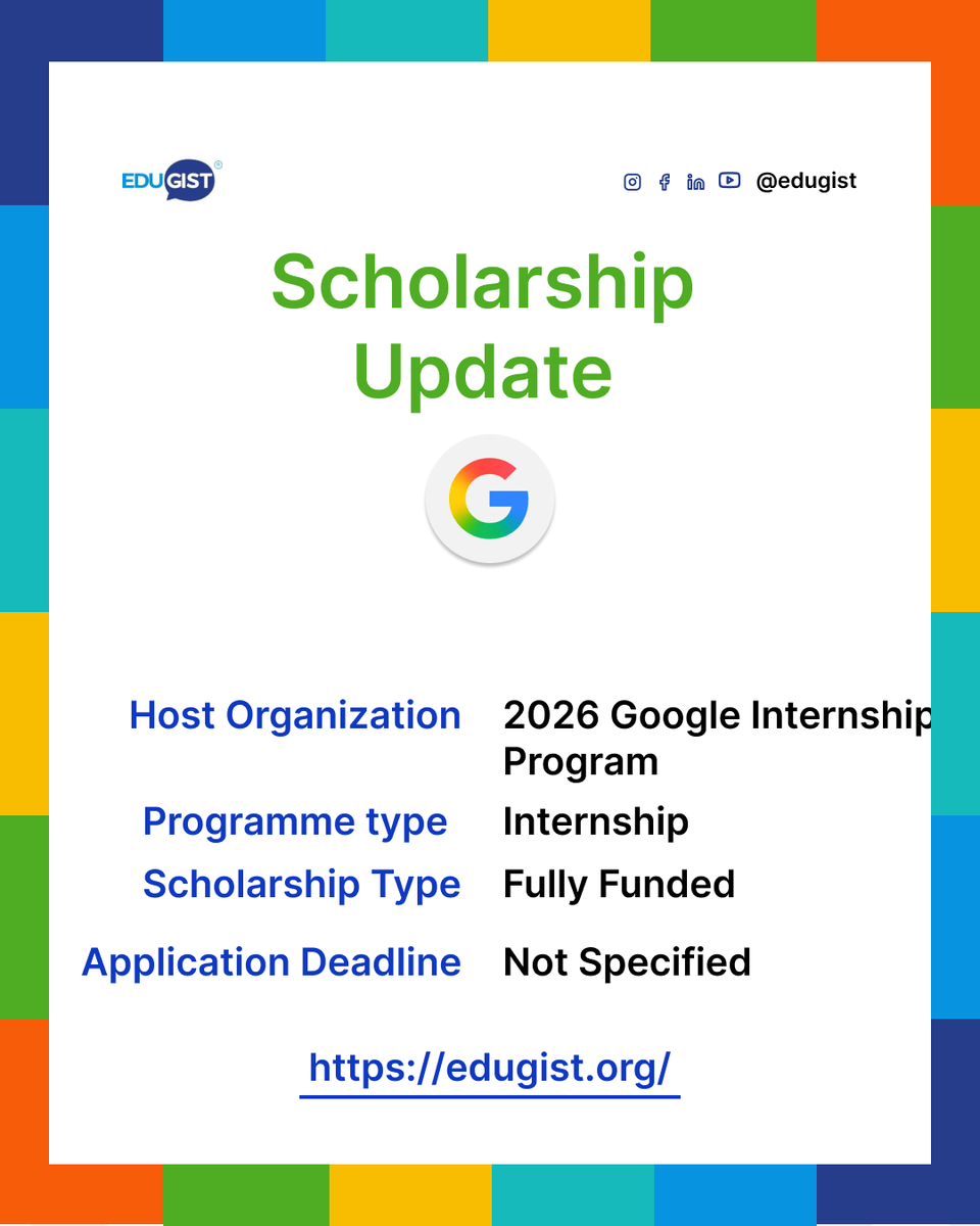 Edugist's tweet image. 💻 2026 Google Internship Program | Global Opportunity 🌍

🔗 edugist.org/2026-google-in…
#GoogleInternship #TechInternship #GoogleCareers #GlobalInternship
